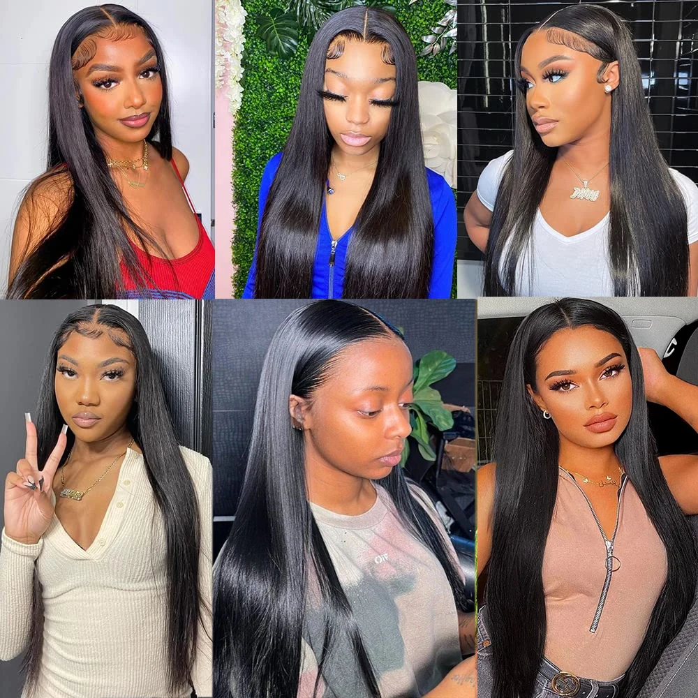 Bone Straight Lace Front Wigs Human Hair 13x6 Transparent Lace Frontal Wigs Straight 30Inch Pre Plucked 4x4 Closure Human Hair