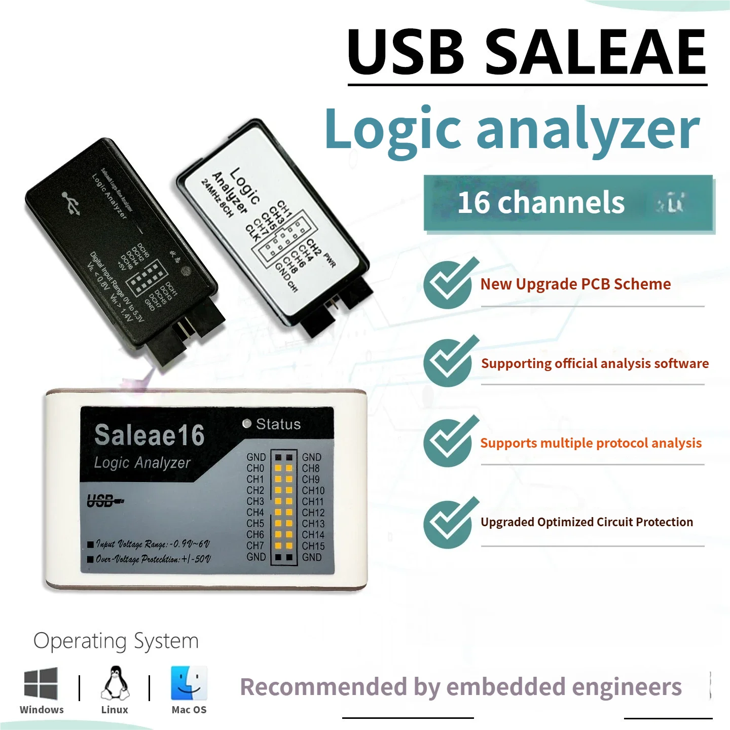 Logic Analyzer Saleae logic16 channel 8 channel FPGA debugging 100M digital signal oscilloscope