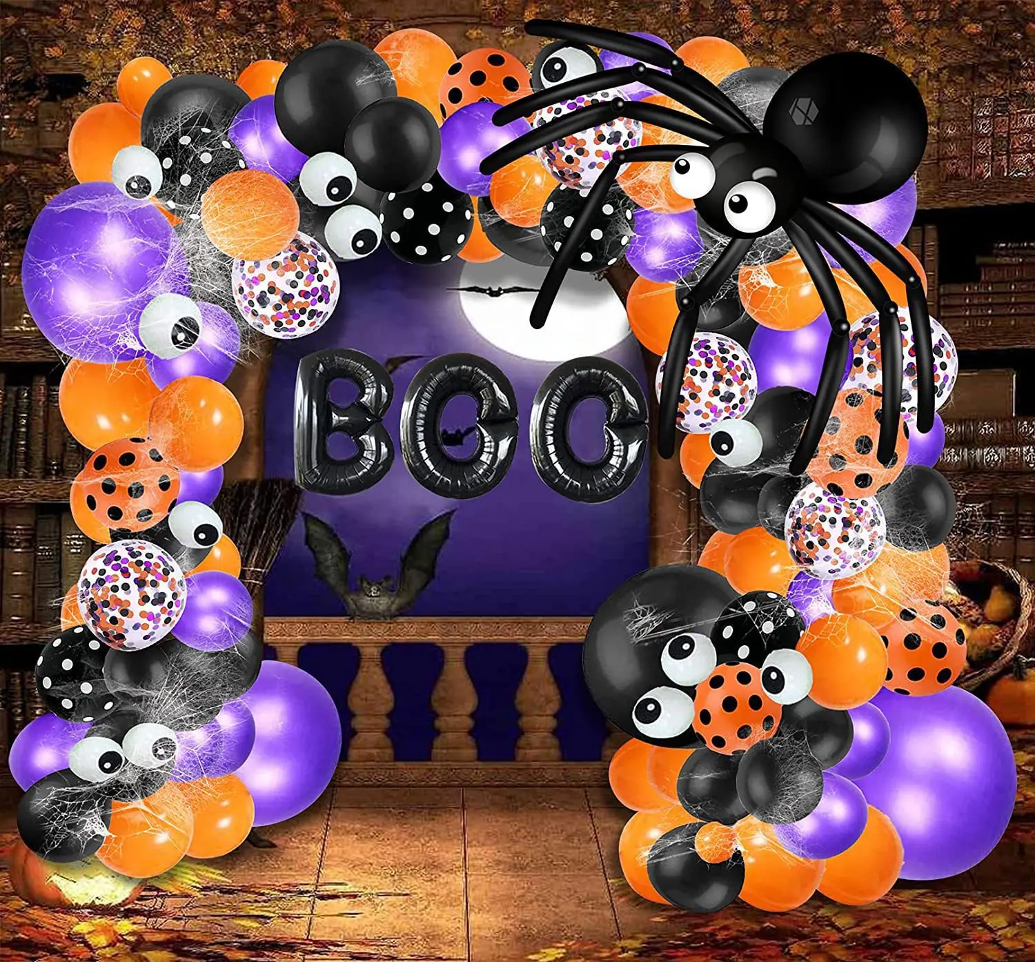 

Halloween Balloon Arch Kit Halloween Balloon Garland Kit 3D Halloween Bat Stickers Halloween Birthday Decoration Party Supplies