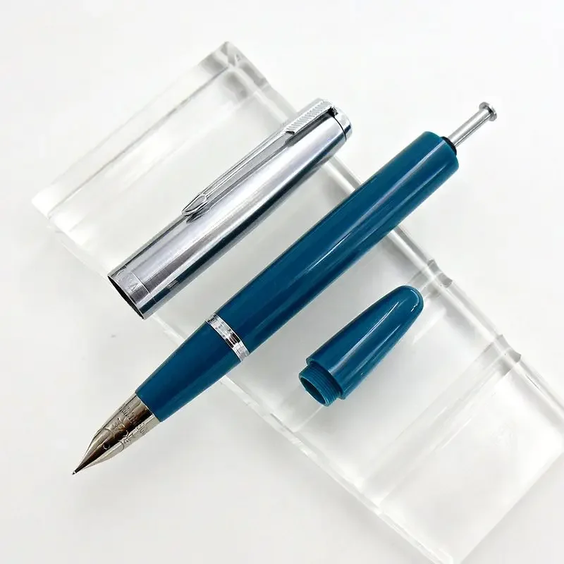 New Sale Wingsung 601A Blue Piston Fountain Pen F M Bent Curved 0.5 0.7 Nib Ink Pen Office Supplies Back To School Stationery