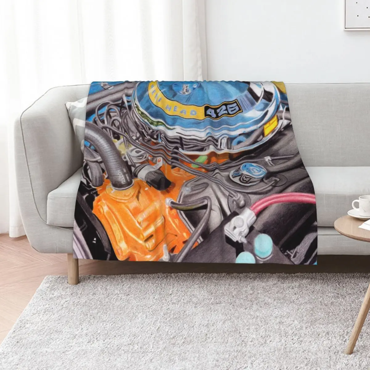 426 Engine Throw Blanket Retros Soft Plush Plaid Hairy Plaid Winter beds Bed Blankets