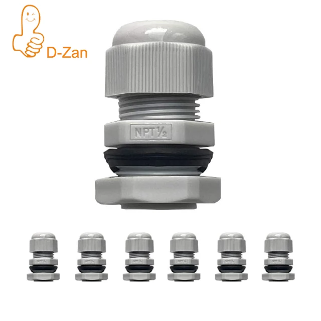 

IP68 Nylon Waterproof NPT Cable Glands Assortment 1/4", 3/8'', 1/2'', 3/4'', 1'' RoHS Cord Grip Compliant Cable Strain Relief