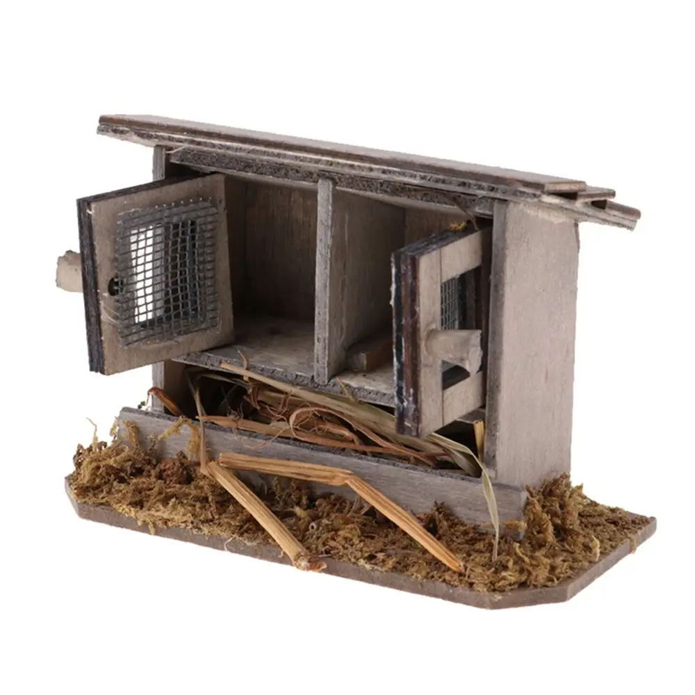 ของตกแต่งบ้านจำลอง ของเล่นบ้านตุ๊กตา ฉากกลางแจ้ง โมเดลตุ๊กตา อุปกรณ์เสริม บ้านไก่จิ๋ว สะพานโค้งไม้