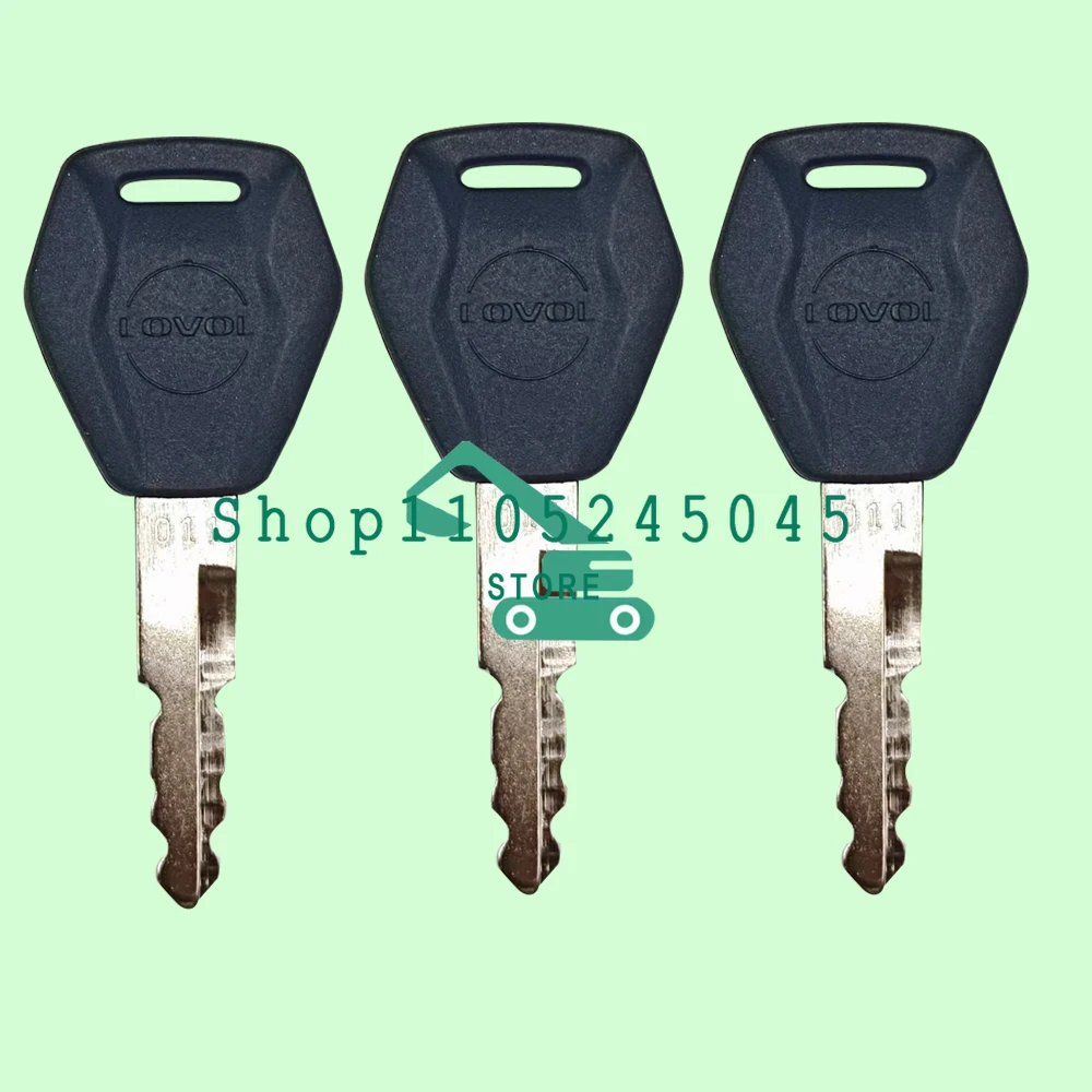 

20Pcs Serial Number 011 Keys New Style for Lovol Excavator FR60 75 80 150 220 260 330 360 Ignition Switch Door Opening Key