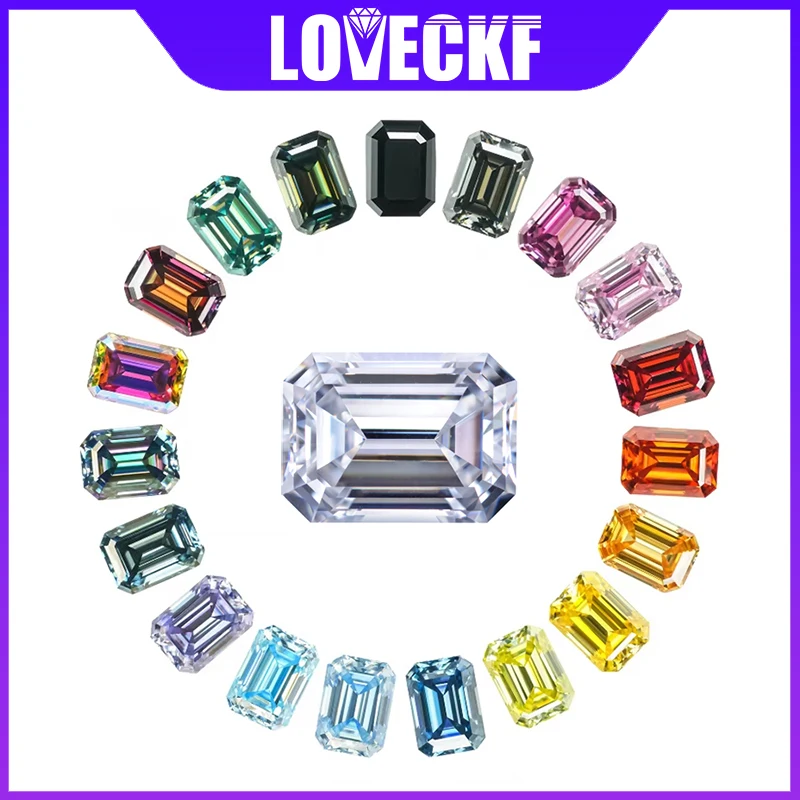 

Муассанит изумрудной огранки, свободные драгоценные камни, 0,5-5,0 карата, различные цвета, тестер бриллиантов, одобренный GRA, сертифицированный для изготовления ювелирных изделий