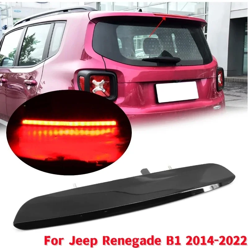 1Pcs Car Black Shell Red Light High 3rd Brake Light Lamp For Jeep Renegade B1 2014-2022