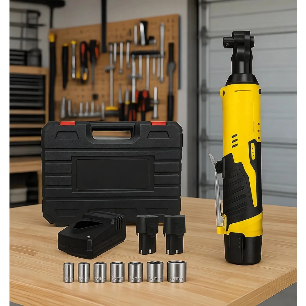 

Аккумуляторный электрический гайковерт 3/8 дюйма, 12В, с регулируемой скоростью, LED-подсветкой, 7 насадок, 2 батареи, зарядное устройство