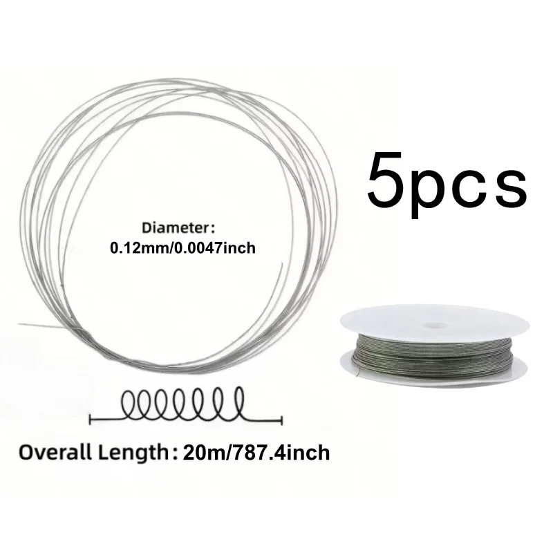 5Sets 0.12mm Professional Diamond Wire 20m High-Precision for Jewelry Stone Processing Pros DIY