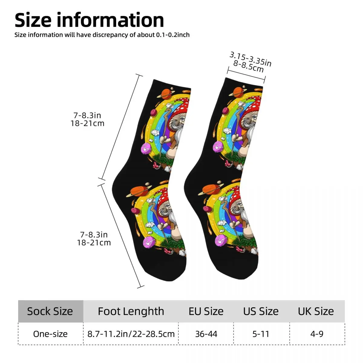 Hippie Mushroom Wizard Poster Men Women Socks Outdoor Novelty Spring Summer Autumn Winter Stockings Gift