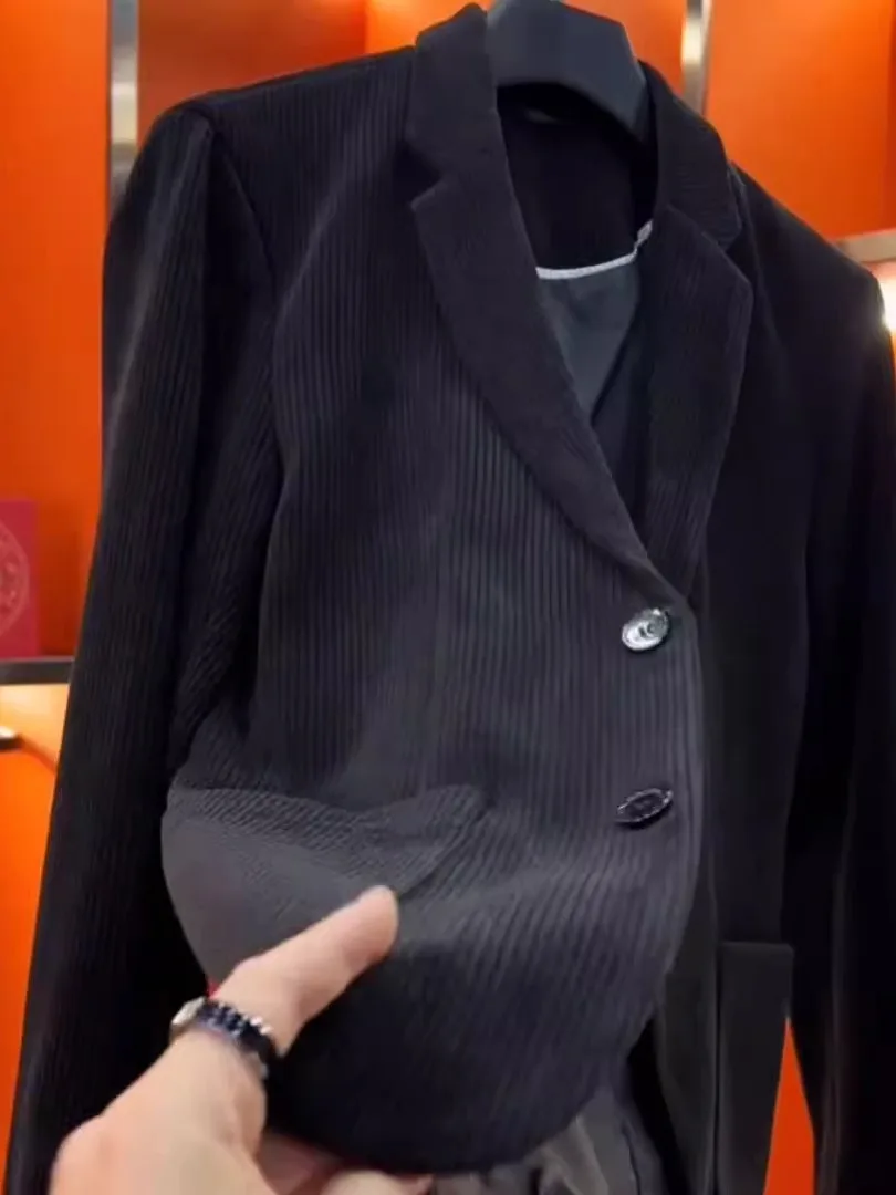 

Высококачественный мужской деловой повседневный вельветовый пиджак: весенне-осенний, простой, роскошный, приталенный, однотонный пиджак-пальто