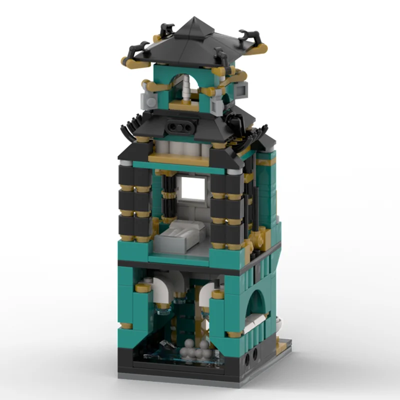 Cidade rua vista moc tijolos de construção modular chinês banho casa modelo tecnologia blocos natal diy brinquedo construção presentes