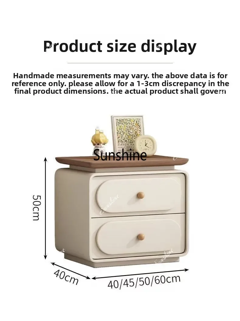 Modern Nightstand Pet-Friendly Cat Scratch Leather Solid Wood Frame Scandinavian Minimalist Bedroom Aesthetic Cube FurnitureY