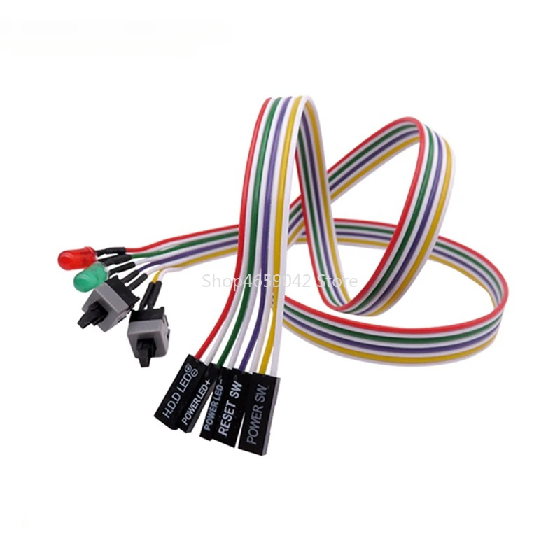 65CM Slim ATX PC Compute Motherboard Power Cable Original On/Off/Reset with LED Light PC Power Reset Switch Push Button Switch