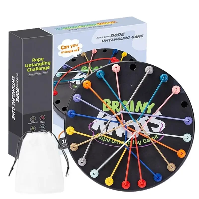 Kids Twisted Rope Puzzle Game Knots Rope Untangling Board Game Rope Knots Challenge Game String Solution Central Lacing Toys
