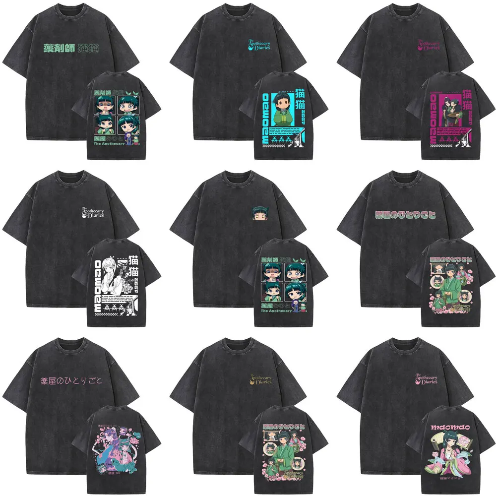 

Washed Vintage Anime The Apothecary Diaries Graphic T Shirt Cute Funny Maomao Print T-shirts Men Women Casual Oversized T Shirts