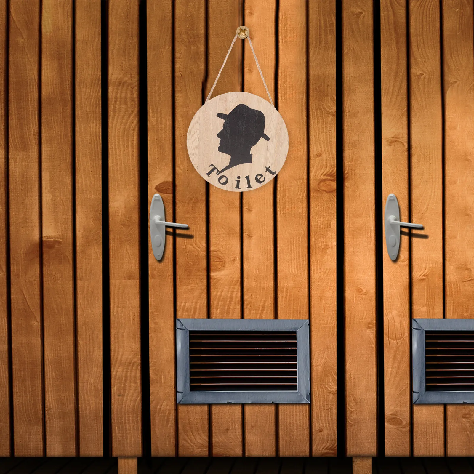 2Pcs Wooden Toilet Sign Set Smooth Edges Clear Men Women Restroom Guidance Decorative Wall Plaque for Business Home Washroom