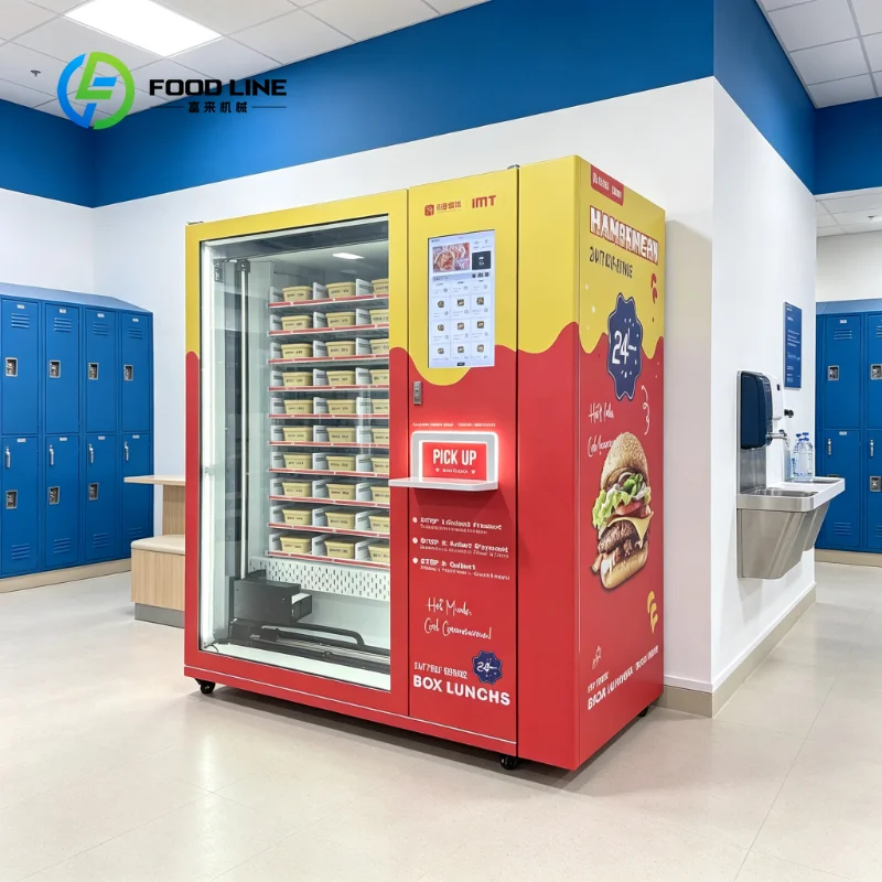 24 Hours Self-service Fast Food Lunch Box Vending Machine with Microwave Heating Function Xy Axis Elevator Defrost windows
