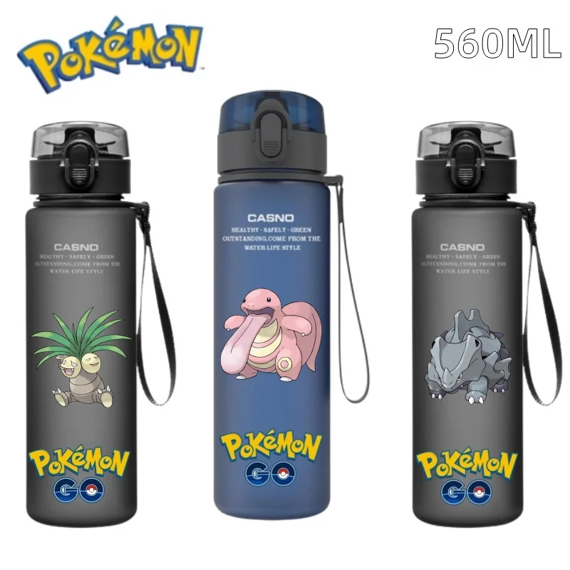 

560ML Anime Pokemon Water Bottle Cartoon Series Portable Large Capacity Clamshell-type Childen Outdoor Sports Bottle Kids Gift