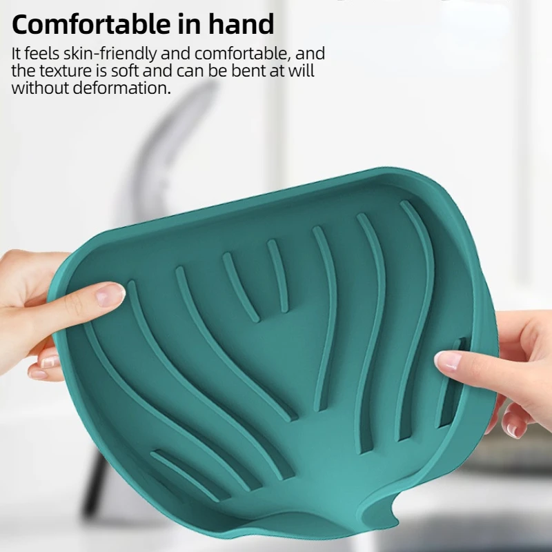 Silicone Soap Tray Self-Draining Soap Pad Multifunctional No-Punch Sink Tray Storage Rack for Bathroom and Kitchen Supplies