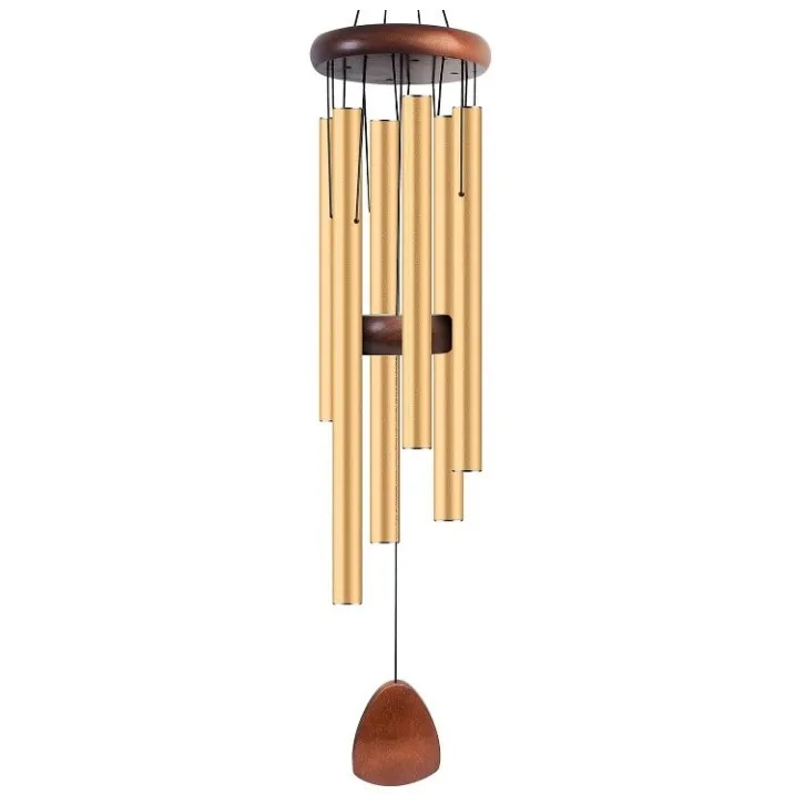 Metal wind chime aluminum tube 6-tube home balcony outdoor wooden decorative hanging small gift