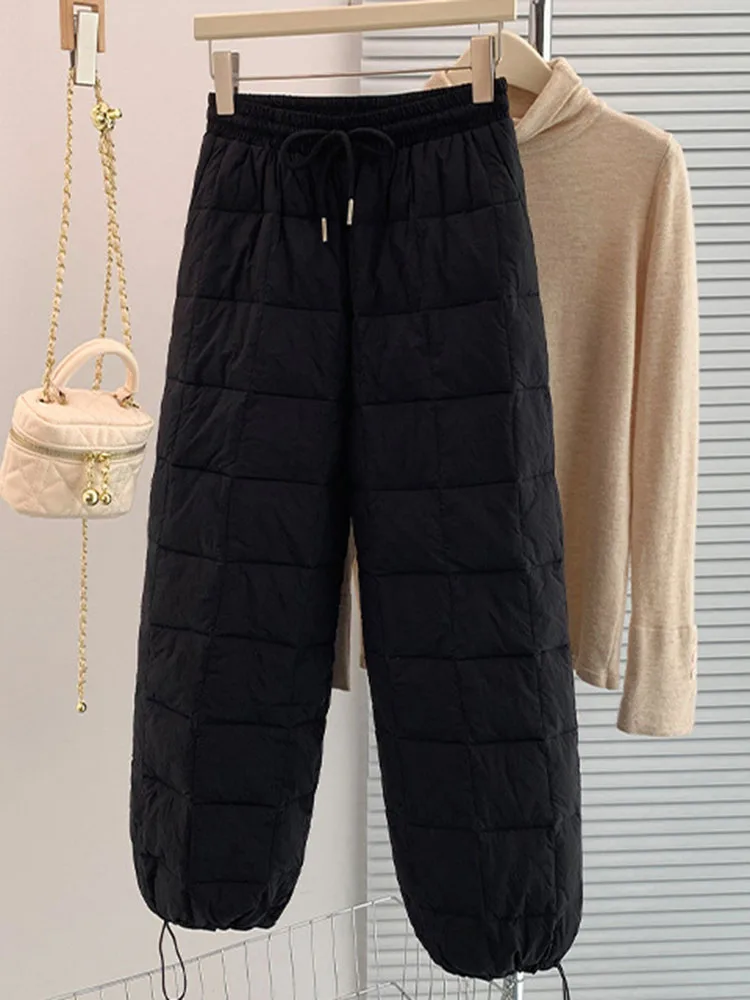 Gerade Kordelzug Unten Baumwolle Hosen Lose frauen Casual Warme Pantalones Dicke Spitze Up Mode Baggy Hohe Taille Hose