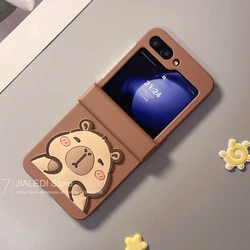 Cartoon Capybara Hinge Phone case For Samsung Galaxy Z Flip 3 4 5 6 7 flip6 zflip7 7FE Cover