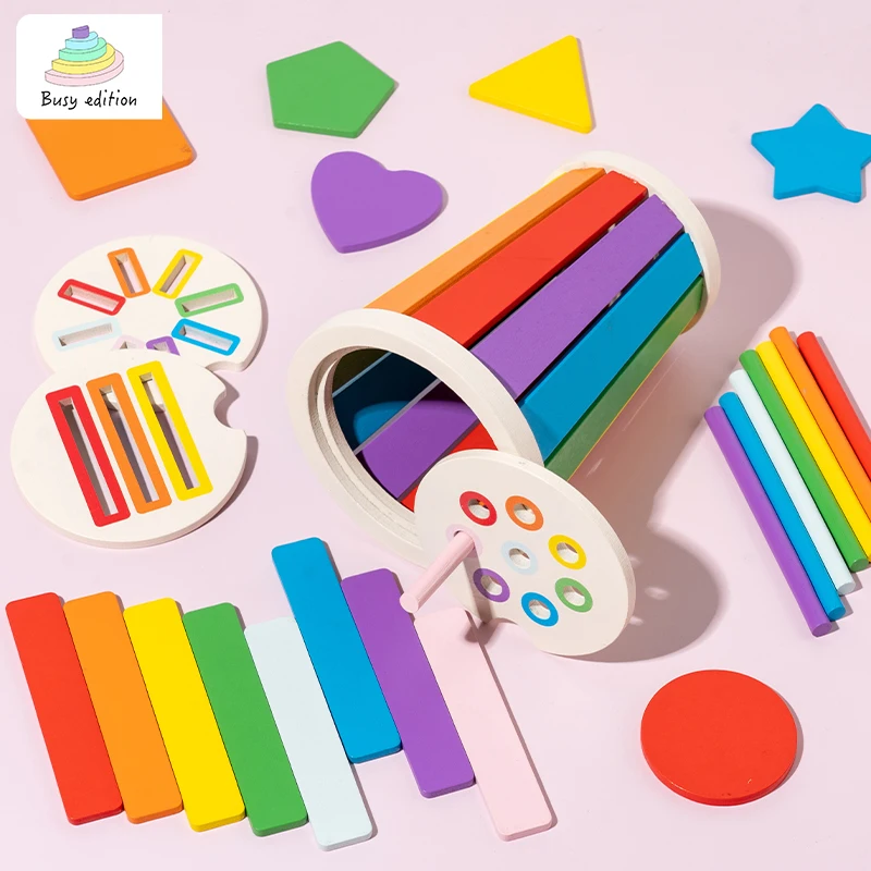 Montessori Color Sorting Matching Toys Wooden Shape Recgnition Toy Kids Math Learning Educational Toys Todders Fine Motor Gifts