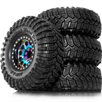 4pcs 1.9'' Beadlock Wheels and Tires Rim Offset -8.9mm OD 4.53'' for 1/10 RC Crawler Car TRX4 TRX6 SCX10 90046 CC01 D90 D110