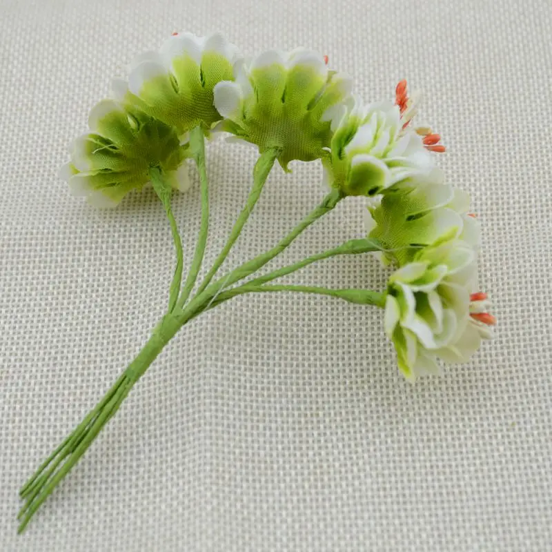 6pcs Fake Plants Silk Gradient Stamen Handmake Artificial Flowers Bouquet Wedding Decoration DIY Wreath Gift Scrapbooking Craft