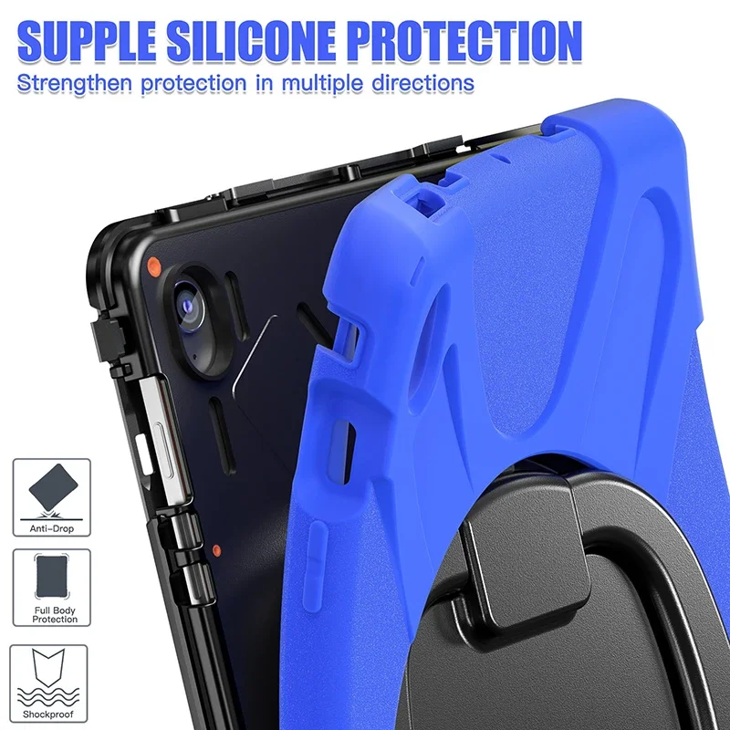 حافظة لهاتف سامسونج جالاكسي تاب S10 FE بلس 13.1 بوصة X620 X626B حافظة تابلت مسنده حزام الكتف 360 دوران الغطاء الواقي