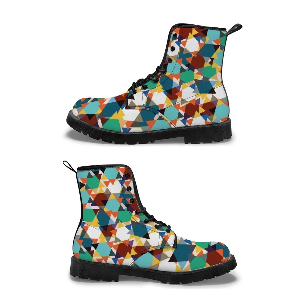 Street stye color blocked plaid mid-calf boots trendy autumn and winter boots for men and women