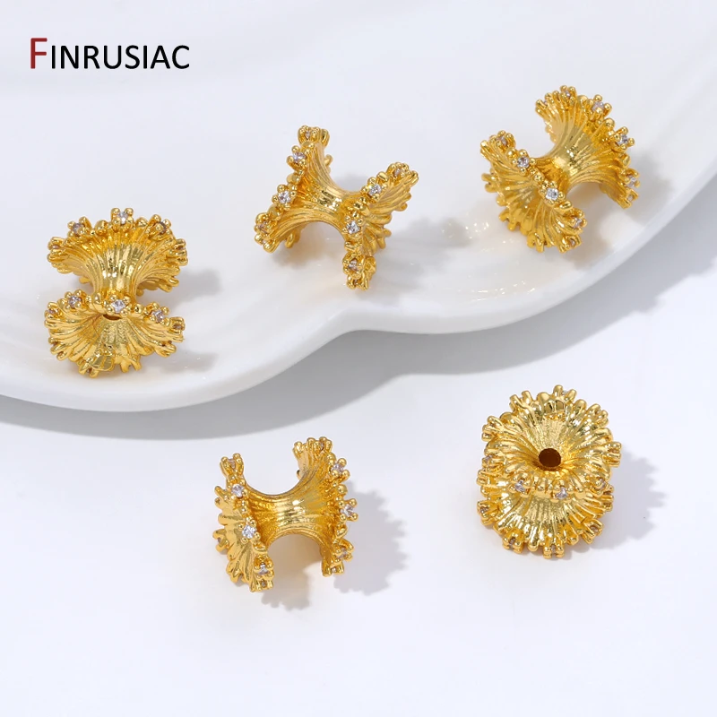 18K Gold Plated Brass Inlaid Zircon Waist Shape Spacer Beads For Bracelet,Separator Beads For DIY Jewelry Making Supplies image 2