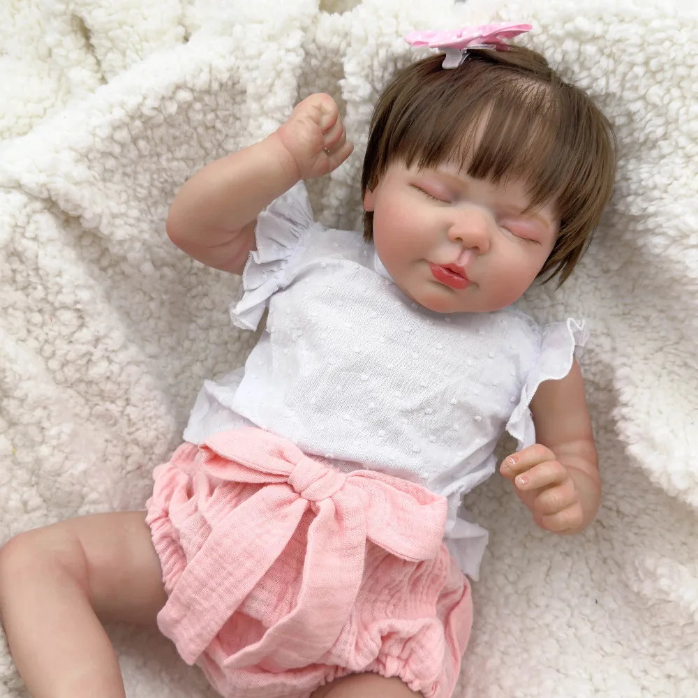 20inch Reborn Baby Doll Vito with Hand Root Hair Realistic Newborn Dolls 3D Painted Skin Tone Visible Veins Collectible Art Doll