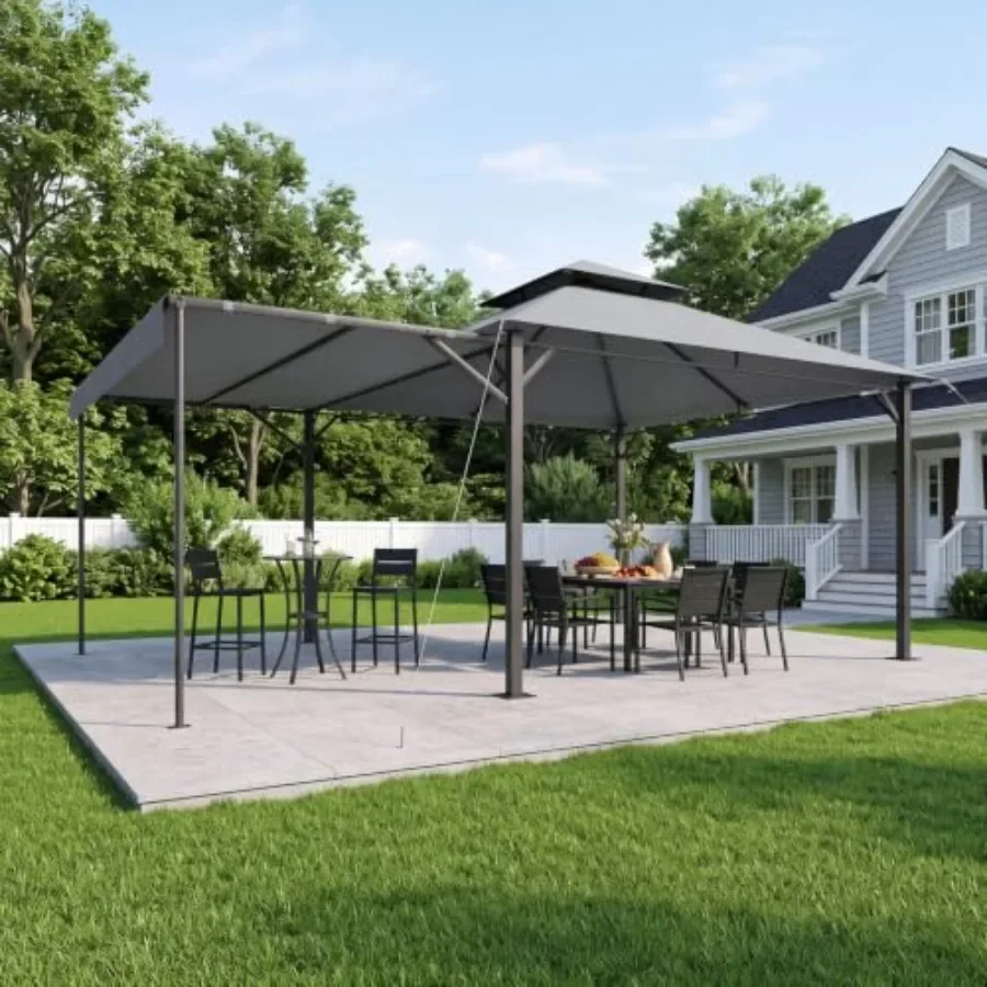 Feet Soft Top Gazebo with Extended Shade, Steel Frame