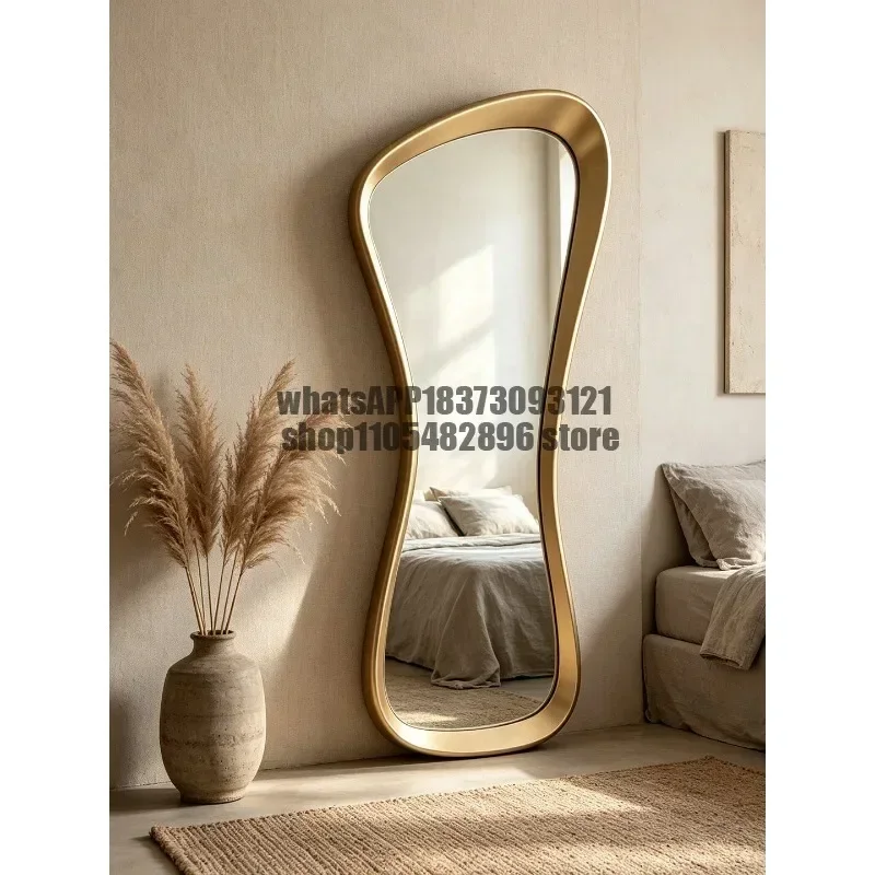 European style wind wave full body mirror irregular special-shaped floor-to-ceiling household wall-mounted bedroom full-length