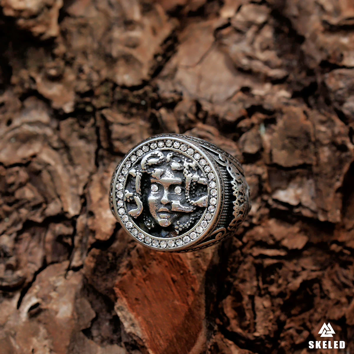 Animal Snake Female Medusa Ring Men and Women Stainless Steel Hip-hop Couple Finger Ring Punk Charm Long Chain Jewelry Wholesale