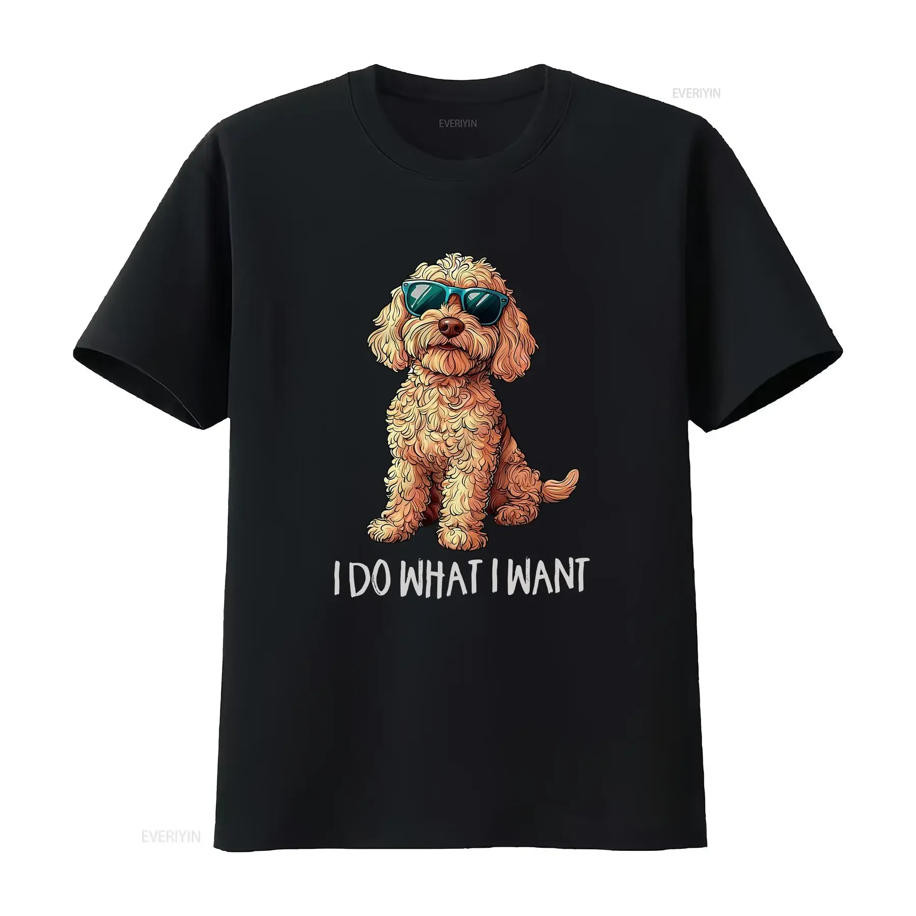 Cute Illustration for Owners I Do What Want Cockapoo Lover T Shirt vintage Washed Casual Breathable Soft graphic Comfortable