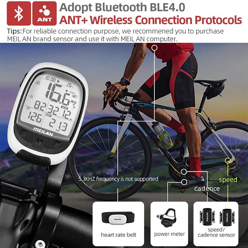 Smart Bicycle Computer Bluetooth ANT+ Wireless Bicycle Speedometer Ultralight Gps for Bike IPX5 Waterproof Cycling Power Meter