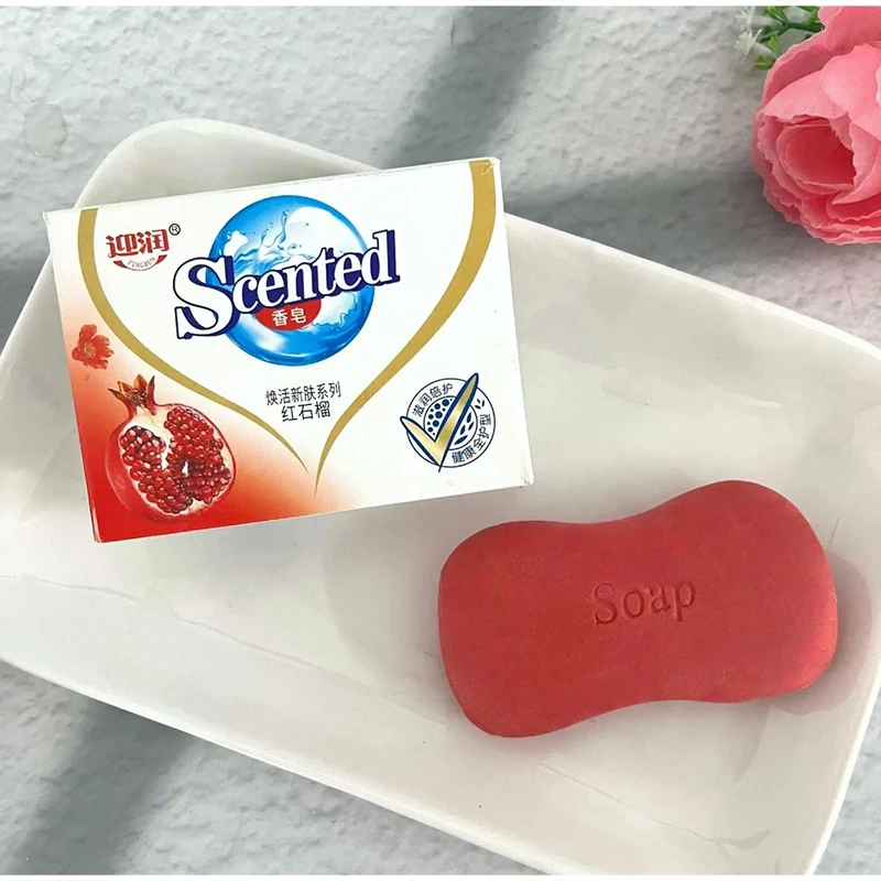 Red Pomegranate & Fragrant Soap Set, 1/3/5 Pcs Handmade Face Soap Deep Cleansing Moisturizing Skin Long Lasting Scent Bath Bar