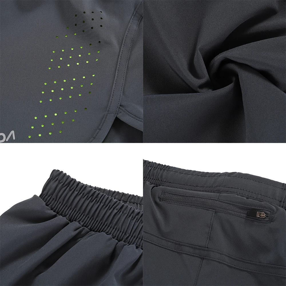 Lixada Men's 2-in-1 Running Shorts Quick Drying Breathable Active Training Exercise Jogging Cycling Shorts with Longer Liner image 3