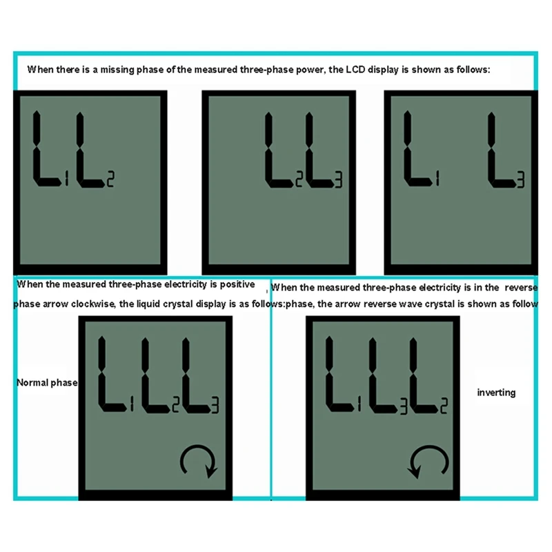 3 Phase Tester Digital Phase Indicator Detector LED Phase Sequence Meter Voltage Tester 40V-600V AC Easy Install