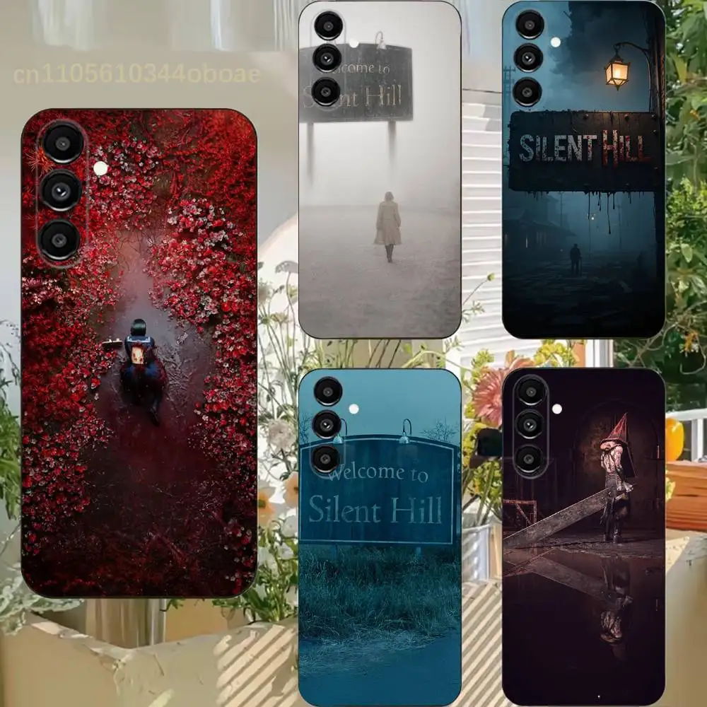 

S-Silent H-Hill Phone Case For Samsung S25,24,21,22,23,20,S30,Ultra,Plus,Fe,Lite,Note,5G Black Soft