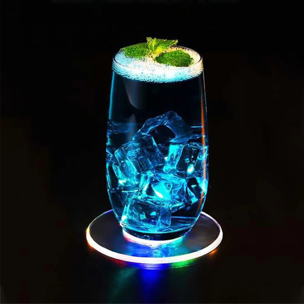 

2Pcs LED Cup Coasters Anti-Slip Car Bar Home Coasters for Drinks Table Decoration LED Coaster Car Coaster