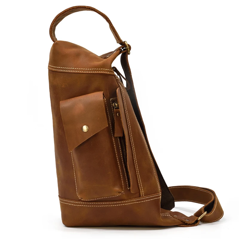 Real Leather Chest Bag For Men Leather Crossbody Bag Men\'s Shoulder Bag Men\'s Shoulder Bag Outdoor Sports Crossbody Bag 2022