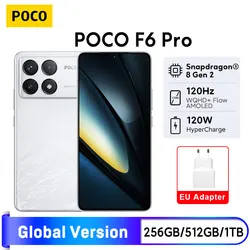 New POCO F6 Pro 5G Global Version Smartphone Snapdragon® 8 Gen 2 120W HyperCharge 6.67'' WQHD+ 120Hz Flow AMOLED DotDisplay NFC