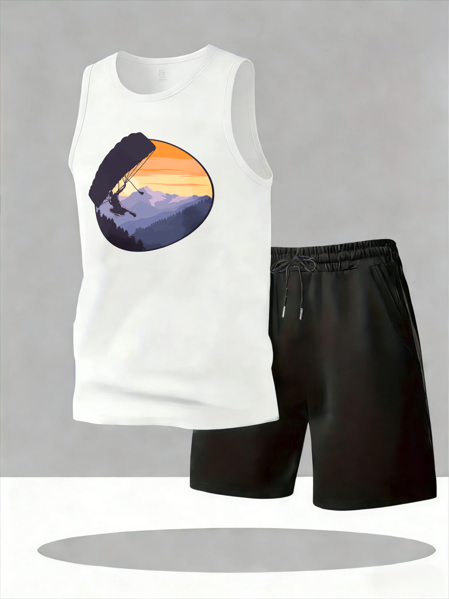 

Men's Tank Top Sets 2026 Summer Quick drying sweatshirt set seaside Breathable sports jogging set running oversize crewneck