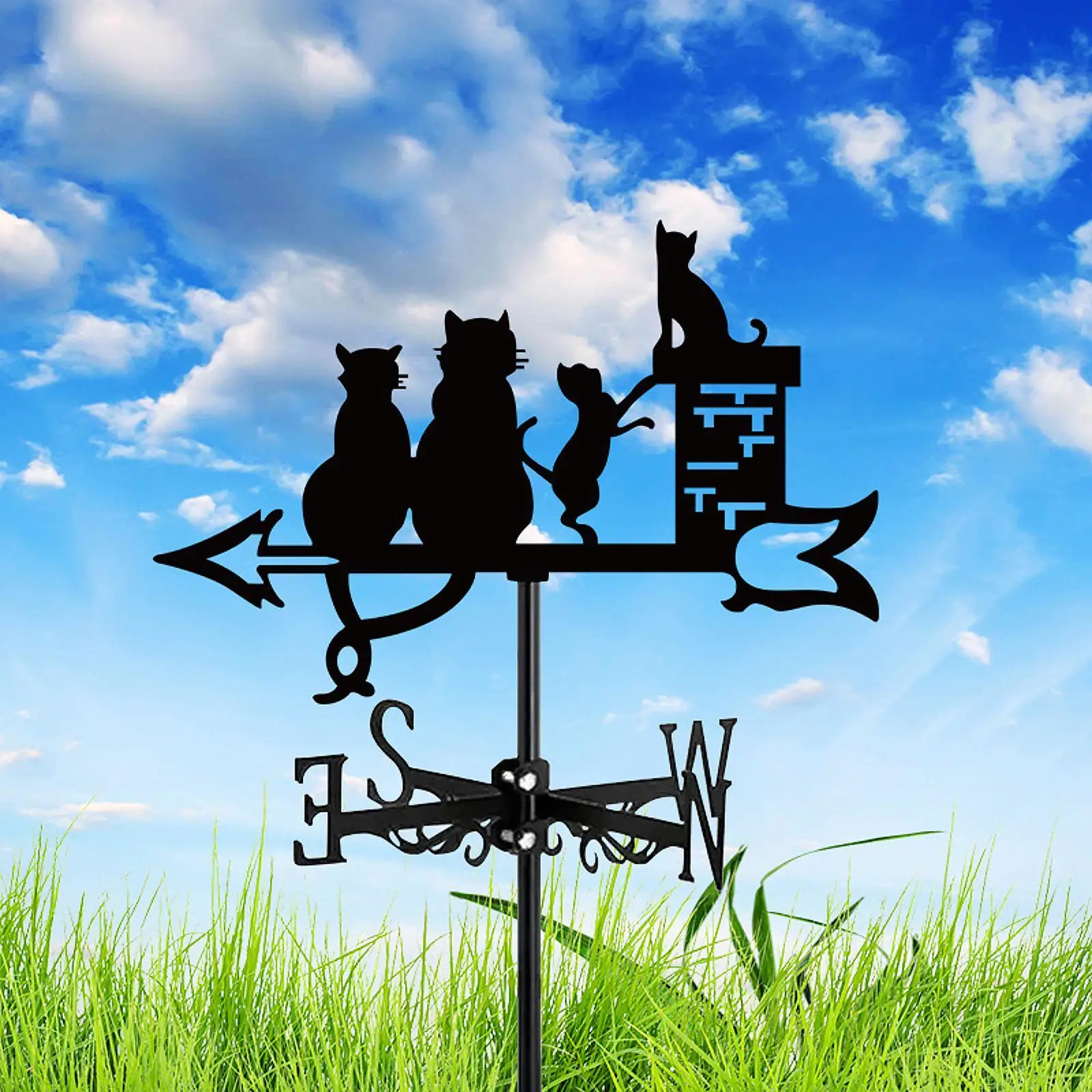 Cat Figurine Weather Vane Wind Direction Indicator Ornament Gift Weathervane for