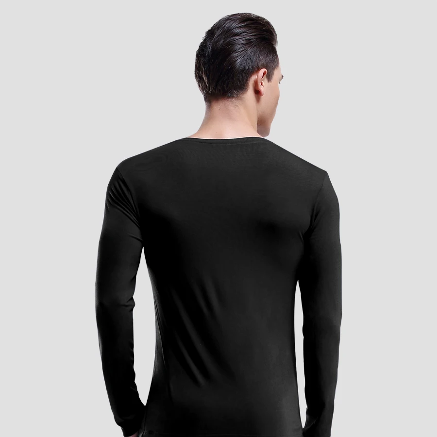 Men's Tight Modal Basic V-Neck Thermal Shirt, Low Collar Slim Fit Thin Undershirt, Single Top