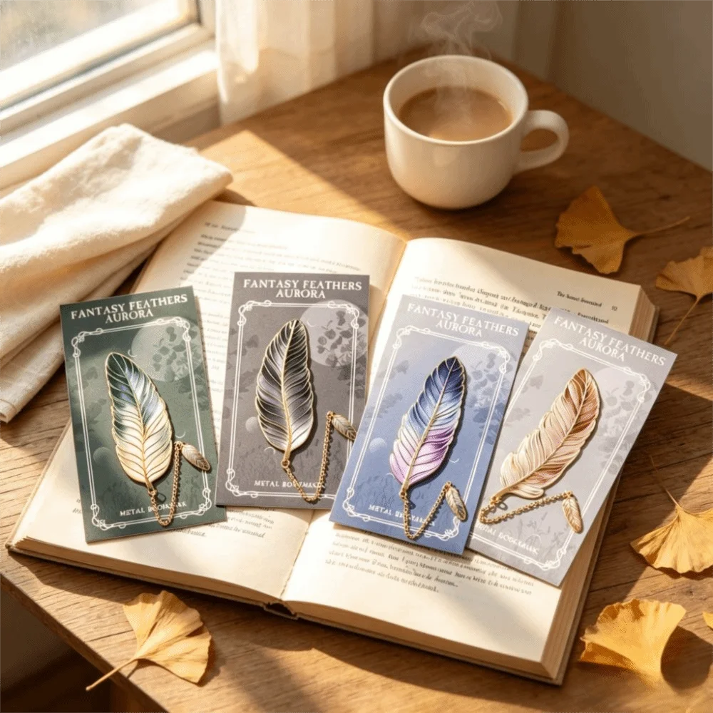 Gift Feather Vintage Feather Bookmark Vintage Metal Chain Pendant Book Page Marker Brass Tassel Chain Book Page Divider Friends