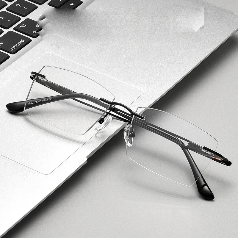 

Luxury Business Rimless Glasses Man Fashion Comfortable Square Ultra Light Alloy Eyewear Optical Prescription Eyeglass Woman